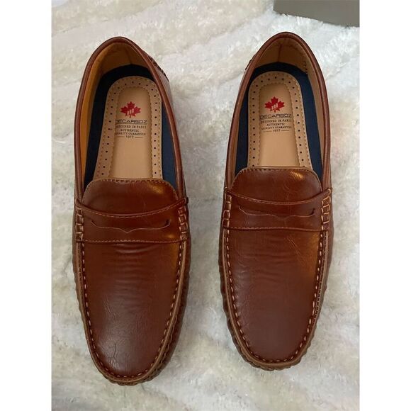 Men's Brown Loafers Slip-On Round Toe Casual Lightweight Anti-Slip - Picture 1 of 9